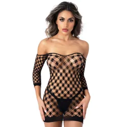 DARING Intimates Mini Robe Fence Net Noire